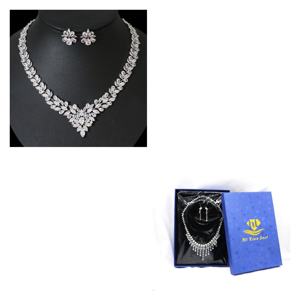 Ice Flower Earrings and Zircon Necklace Set | Elegant Fashion Ensemble.