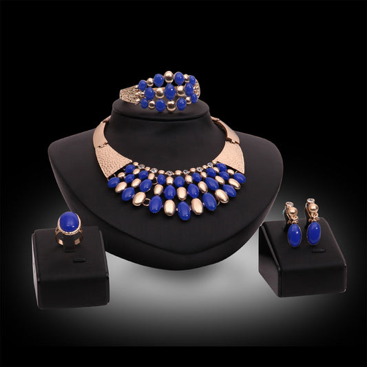 Bold Elegance: Exaggerated Alloy Jewelry Set with Necklace and Earrings