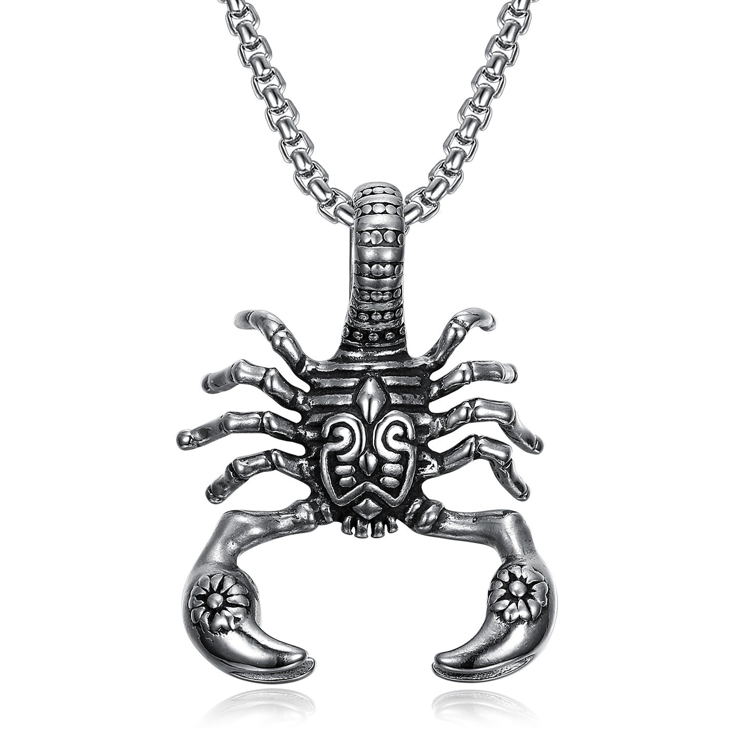 Gothic Vintage Stainless Steel Scorpion Pendant Necklace.