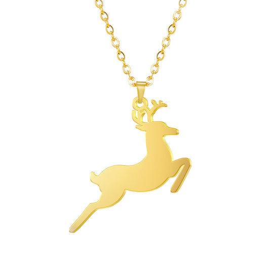 Jewellery Deer Pendant Stainless Steel Necklace.