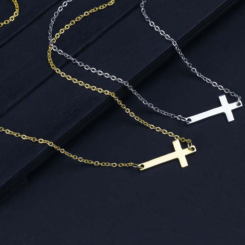Chic Cross Choker: Stainless Steel Clavicle Necklace