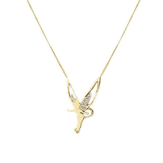 Heavenly Glamour: Diamond Angel Wings Necklace Charm in Fashion Jewelry