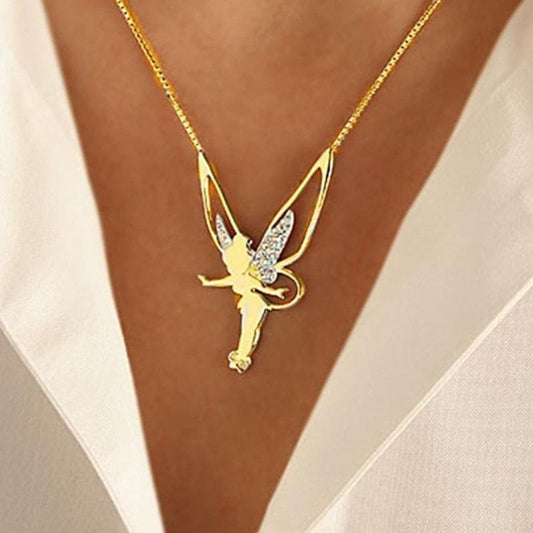 Heavenly Glamour: Diamond Angel Wings Necklace Charm in Fashion Jewelry