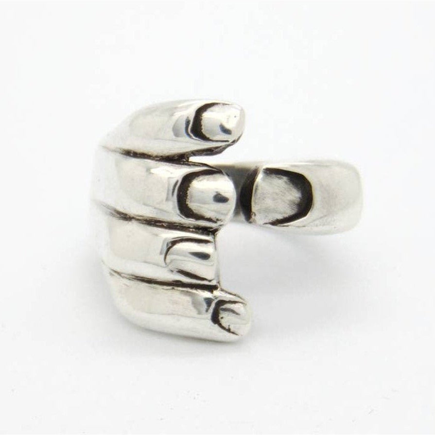 Gothic Carved Hand Rings: Adjustable Vintage Style for Couples.