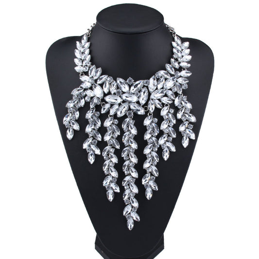 Diamond & Tassel Fashion Necklace European-American Big-Name Accessory .