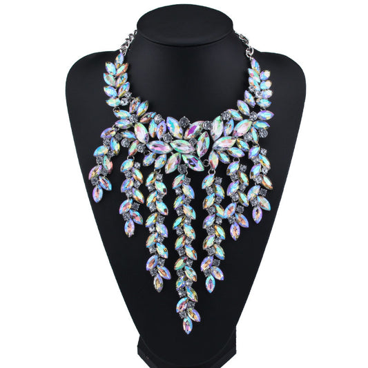 Diamond & Tassel Fashion Necklace European-American Big-Name Accessory .
