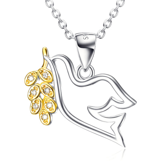 Peace Dove Pendant Gold Plated Necklace Female Micro Inlay.