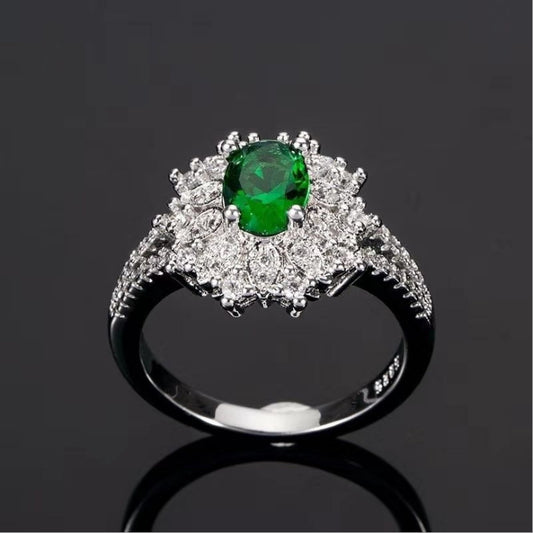 Green Zircon Ornament Ring Jewelry.