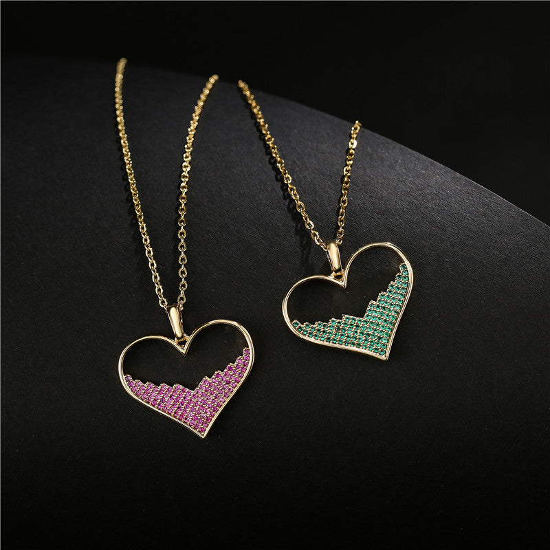 Love Pendant Necklace | 18K Gold Bronze with Micro Palette Zirconium Detailing