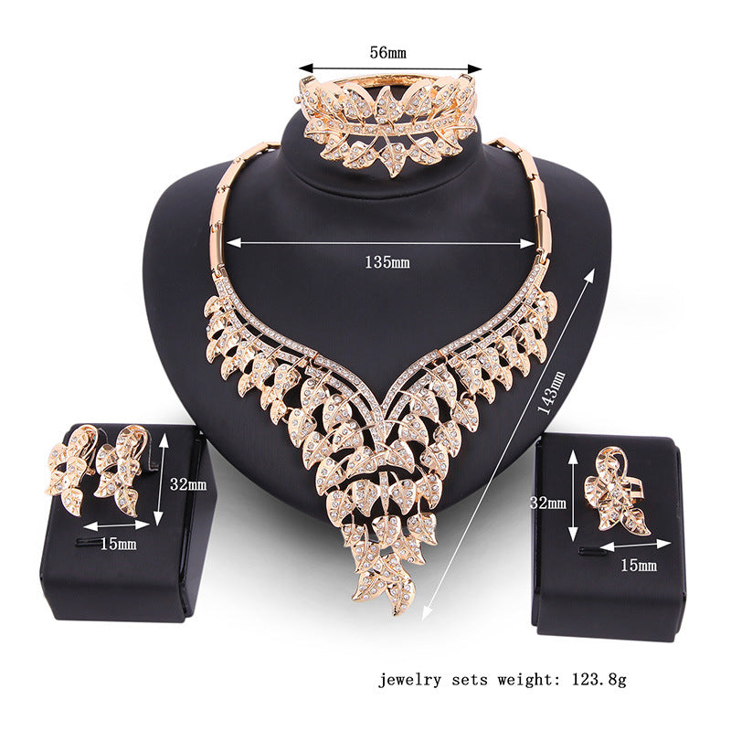 Bridal Banquet Jewelry Set | Crystal Necklace and Earrings Ensemble - Set of Four
