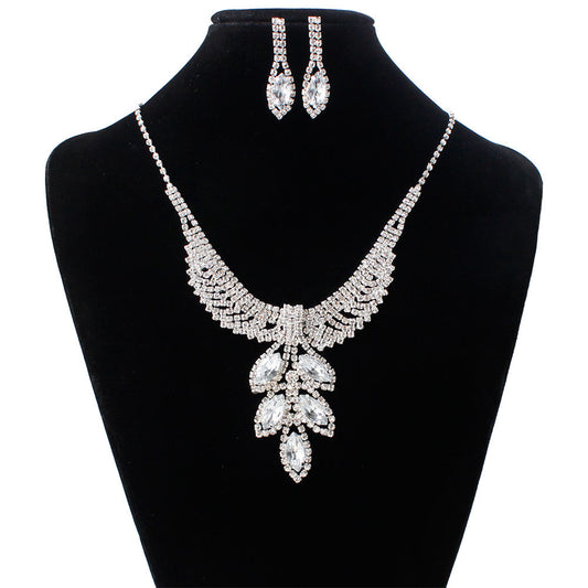 Korean Wedding Jewelry Set | Bridal Necklace, Earring and Rhinestone Accessories