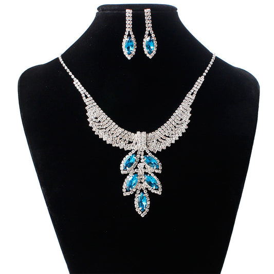 Korean Wedding Jewelry Set | Bridal Necklace, Earring and Rhinestone Accessories