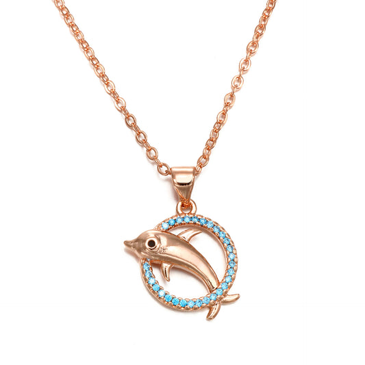 Dolphin Charm: Korean Style Copper Pendant Necklace .