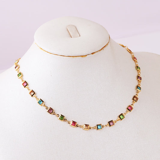 18K Gold Necklace & Ethnic Style Bracelet Set