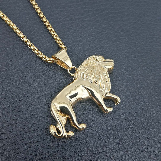 Hip Hop Necklace Titanium Steel High Polished Gold Plated.