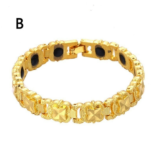 Chic & Healthy: Adjustable 18K Gold-Plated Magnetic Therapy Bracelet for Women