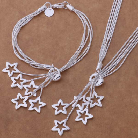 Snake Bone Star Bracelet Necklace Set.