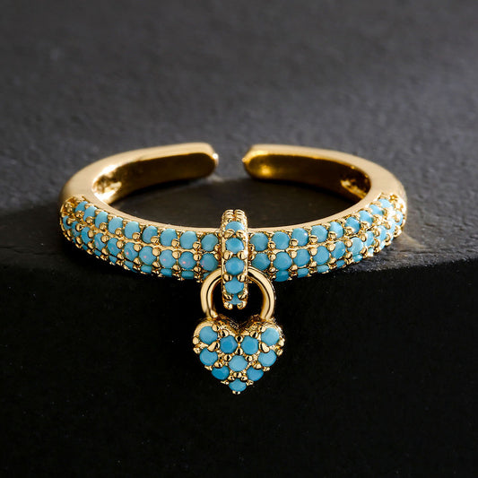 Love Ring | Copper Micro-set Zircon Open Ring for Stylish Elegance.