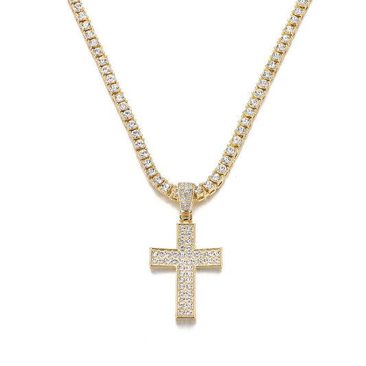 Diamond Cross Punk Necklace: Unisex Clavicle Chain Jewelry