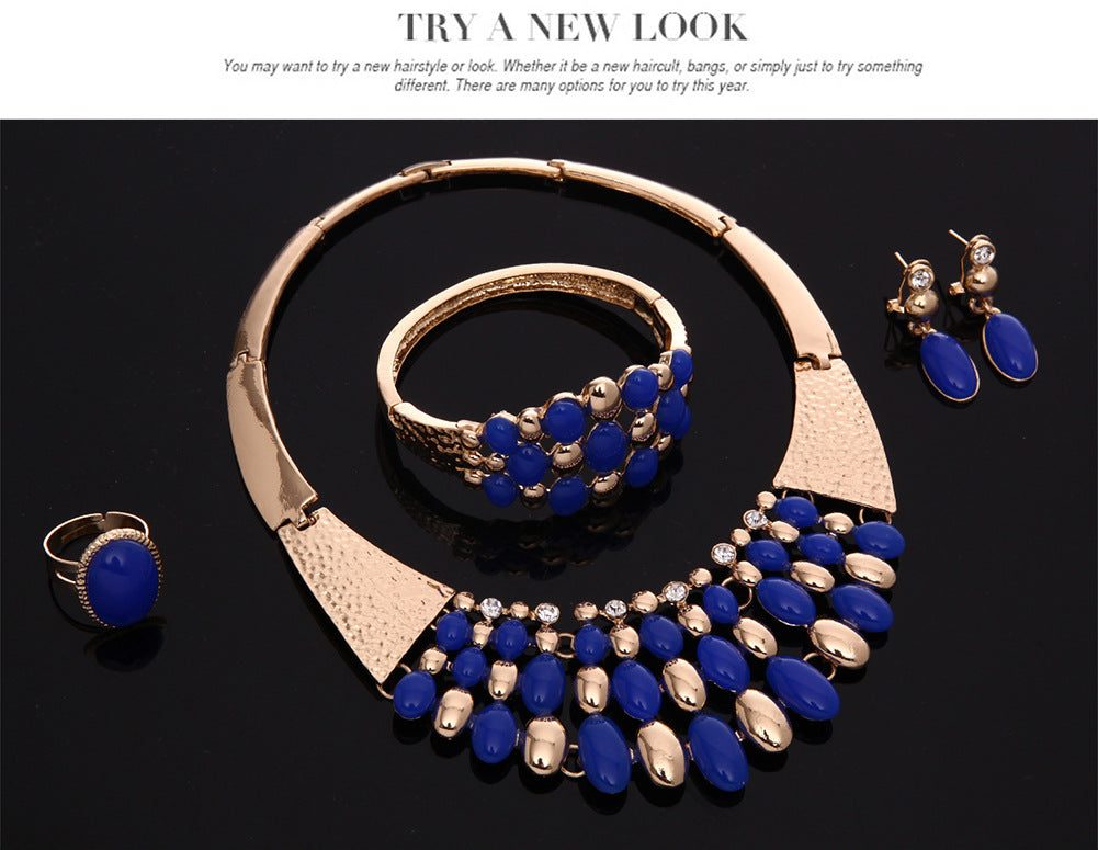Bold Elegance: Exaggerated Alloy Jewelry Set with Necklace and Earrings
