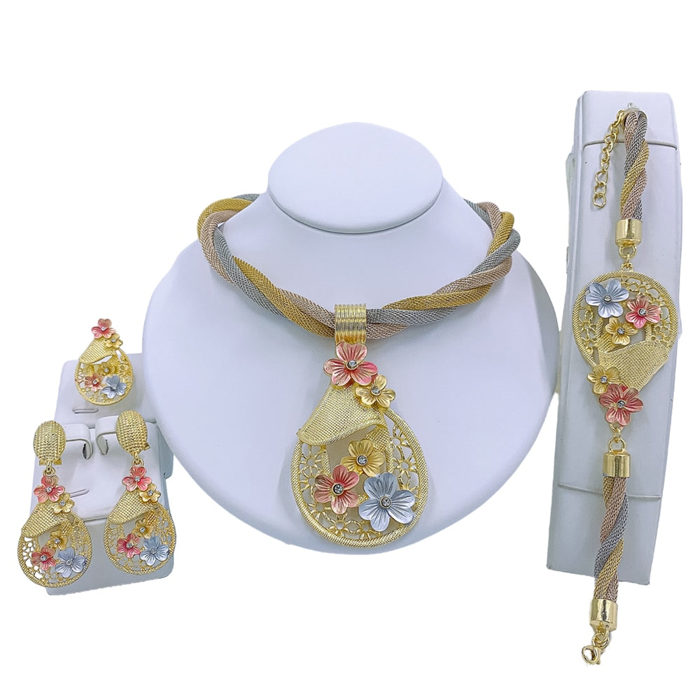 Regal Radiance: African Dubai Gold Jewelry Set for Women .
