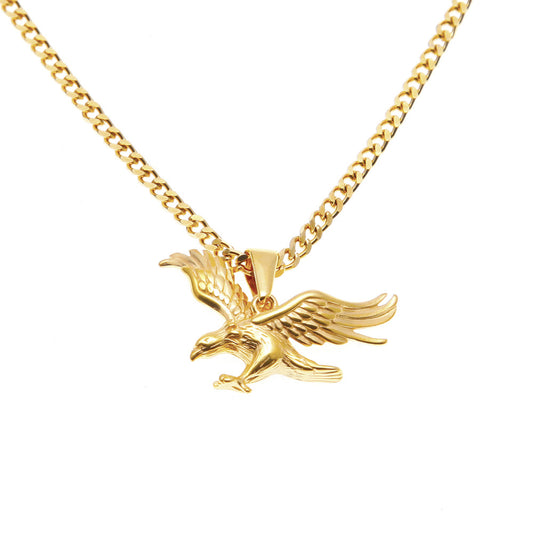 Men's Stainless Steel Vacuum Gold Plated Eagle Pendant.