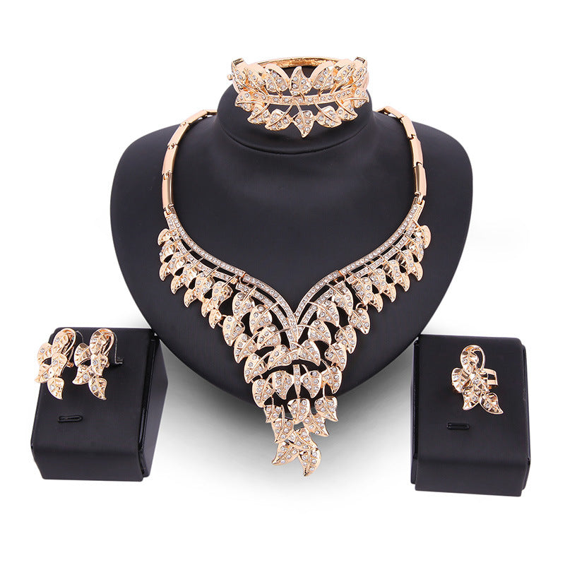 Bridal Banquet Jewelry Set | Crystal Necklace and Earrings Ensemble - Set of Four