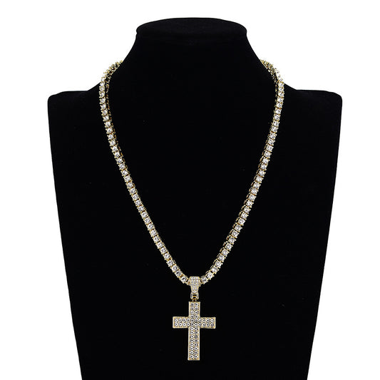 Diamond Cross Punk Necklace: Unisex Clavicle Chain Jewelry