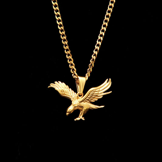 Men's Stainless Steel Vacuum Gold Plated Eagle Pendant.