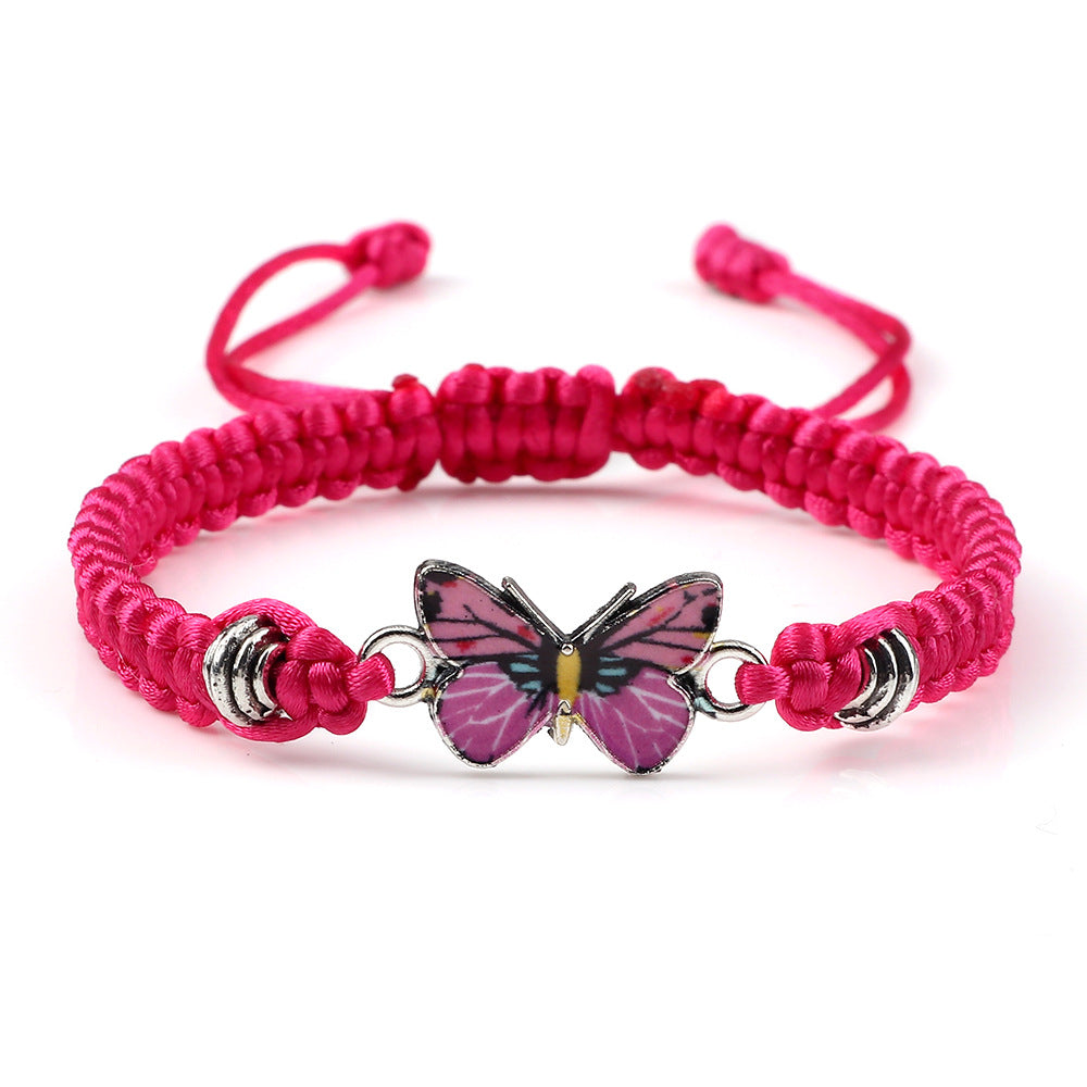 Fluttering Love: Couple Butterfly Buckle Braided Bracelet Set