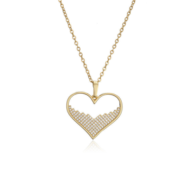 Love Pendant Necklace | 18K Gold Bronze with Micro Palette Zirconium Detailing