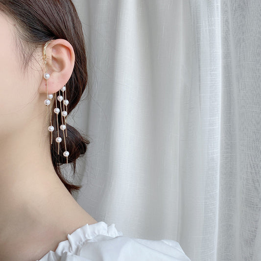 Vintage Charm: Retro Pearl Tassel Earrings for Timeless Elegance.