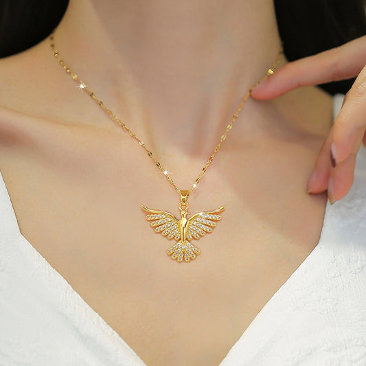 Phoenix Wings Wedding Necklace: Light Luxury Elegance for Women.