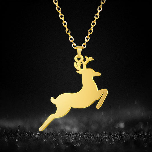 Jewellery Deer Pendant Stainless Steel Necklace.